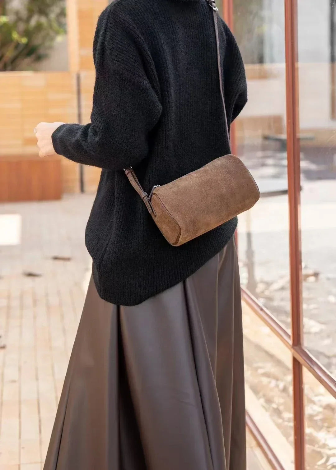 Pastecn Matte Suede Leather Crossbody Bag For Women