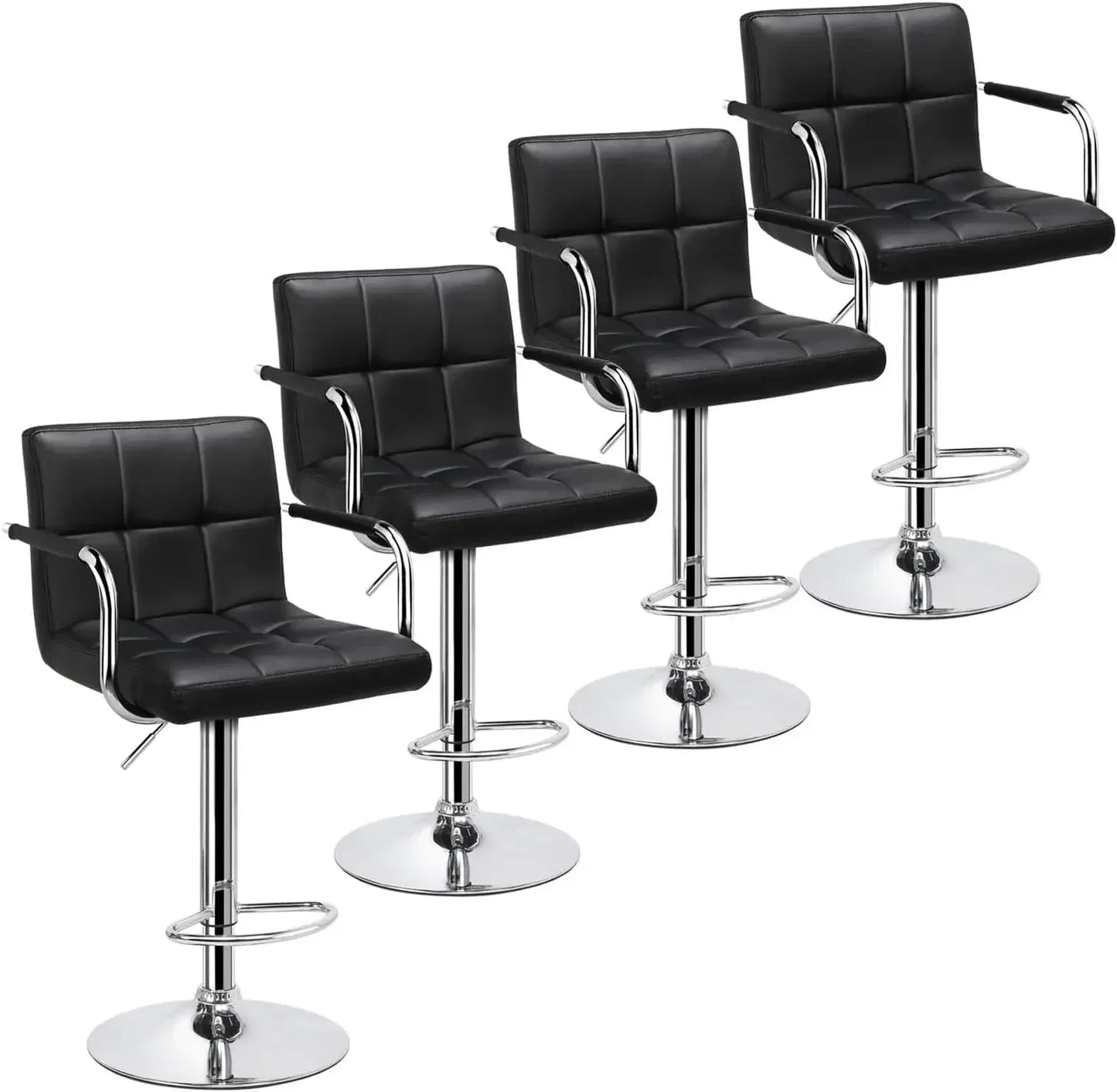 Adjustable Black Bar Stools with Armrest for Kitchen XMSJ