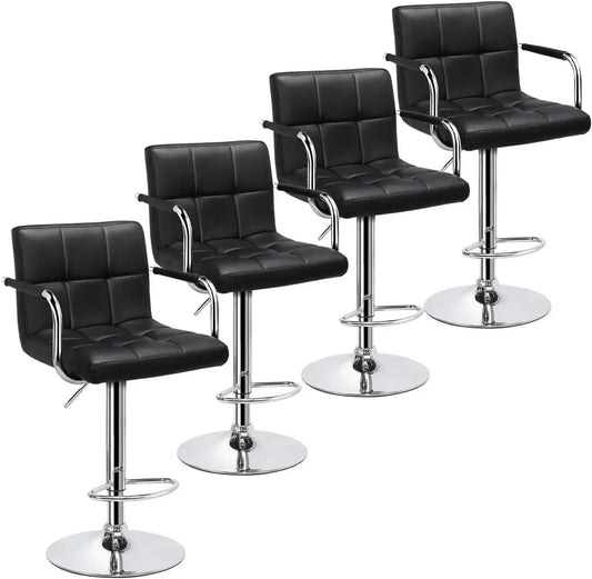 Adjustable Black Bar Stools with Armrest for Kitchen XMSJ
