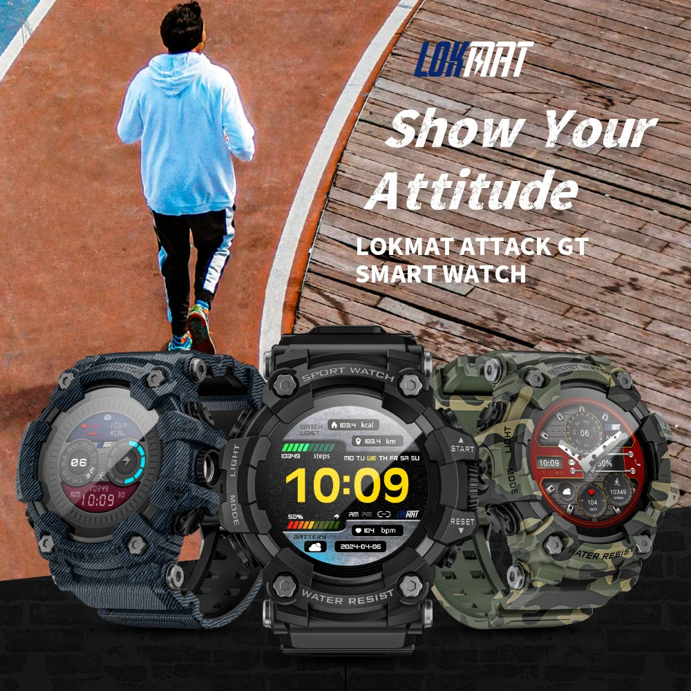 LOKMAT Rugged Sport Smart Watch for Active Adults Waterproof