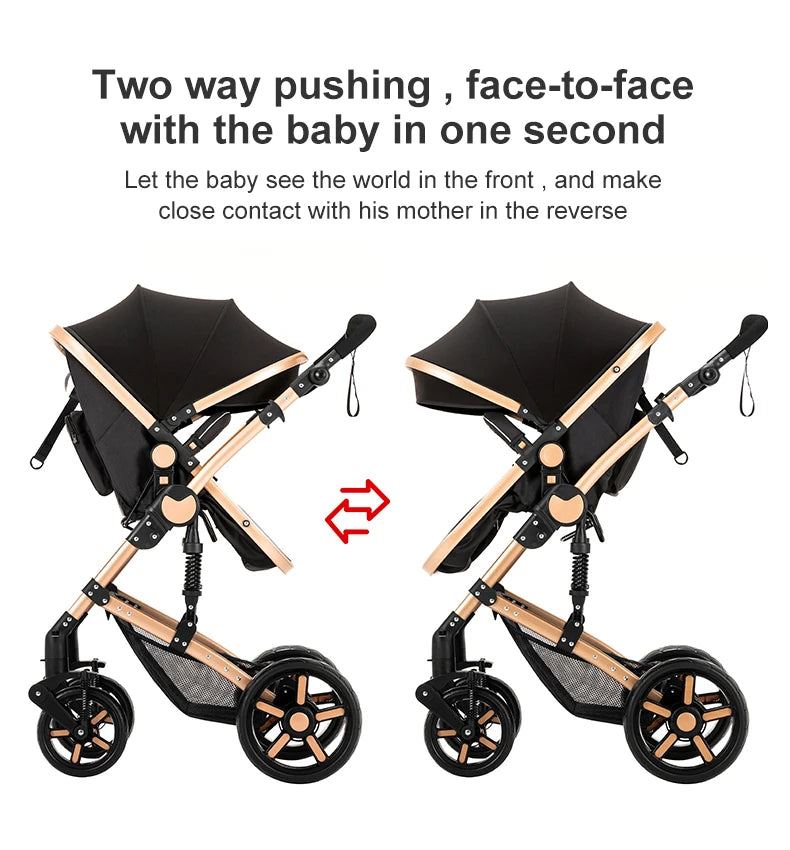 Baby Stroller 2 In One Lightweight Pram With Four Wheels