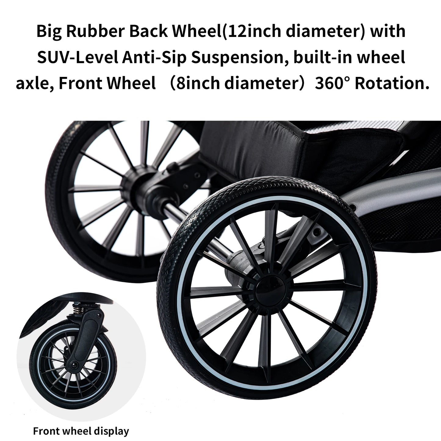 Standard Stroller Reversible Seat, Foldable Portable Newborn Stroller with Bassinet Mode,Luxury Baby Carriage Suit Baby,Toddlers