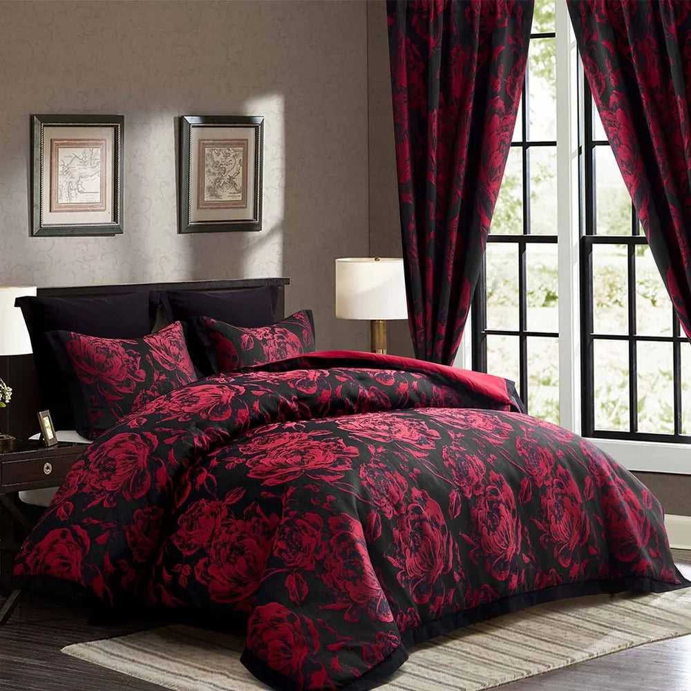 DUTRIEUX 7 Piece Comforter Set Curtains Jacquard Floral