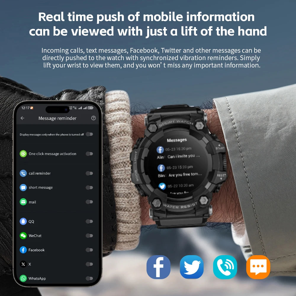 LOKMAT Rugged Sport Smart Watch for Active Adults Waterproof