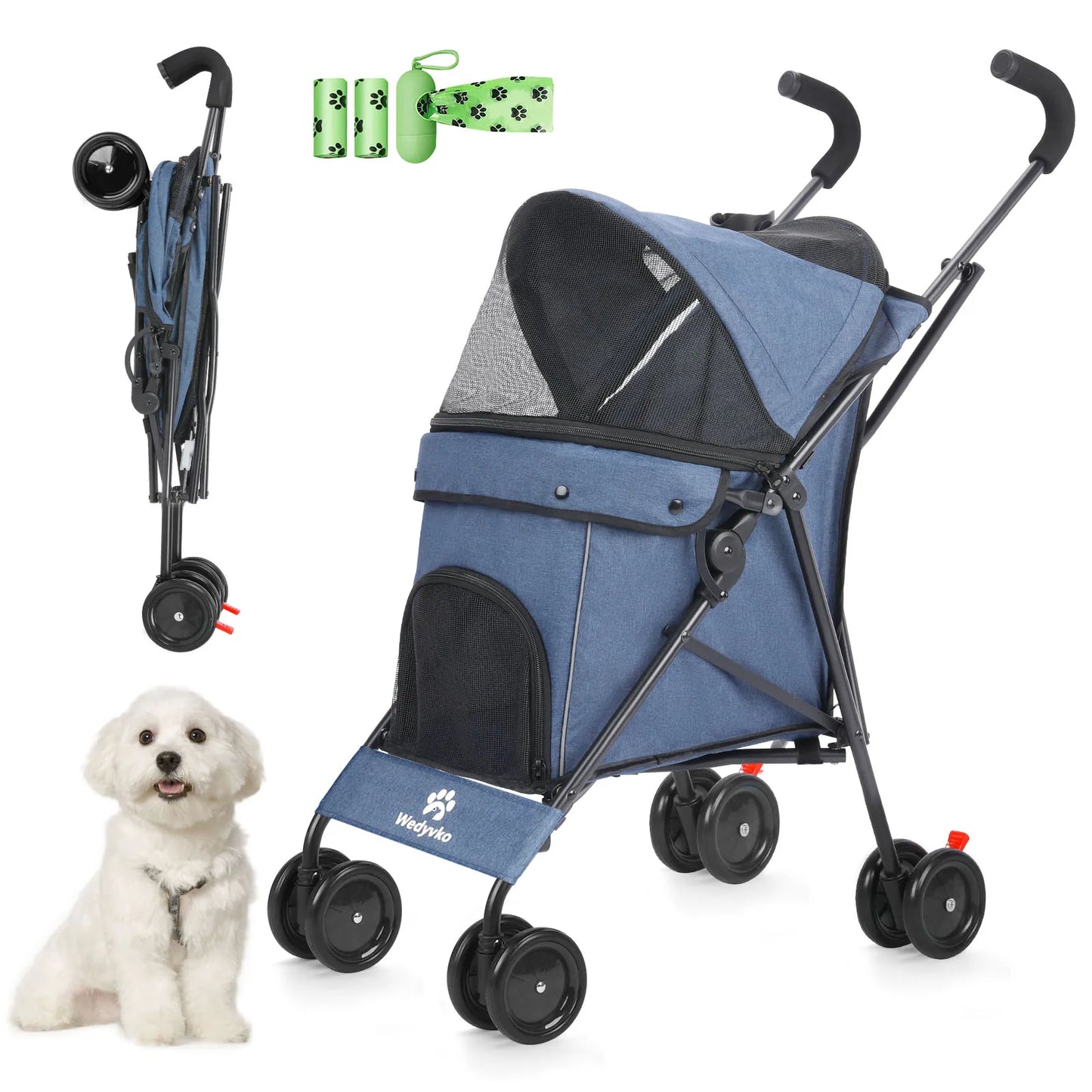 Wedyvko Pet Dog Stroller with Storage for Easy Travel