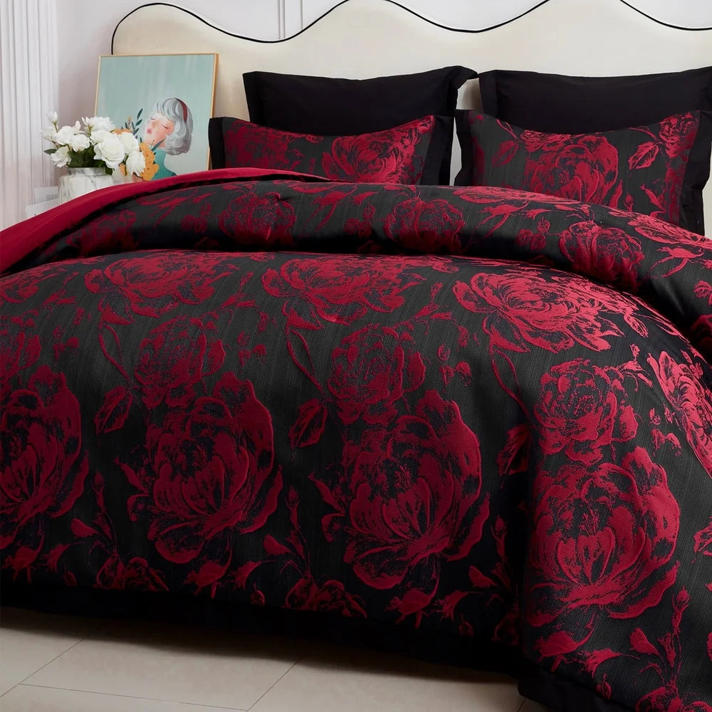 DUTRIEUX 7 Piece Comforter Set Curtains Jacquard Floral