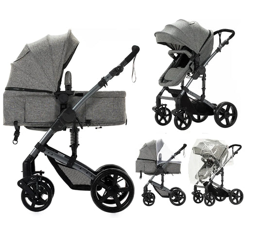 Baby Stroller 2 In One Lightweight Pram With Four Wheels