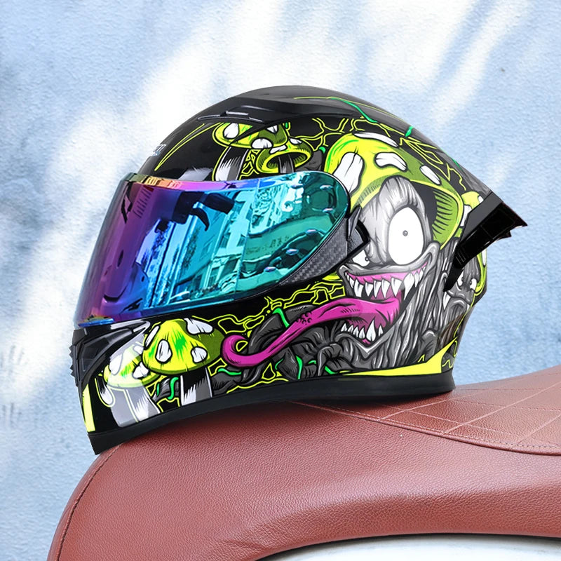 JIEKAI Full Face Motorcycle Helmet Unisex Dual Lens DOT