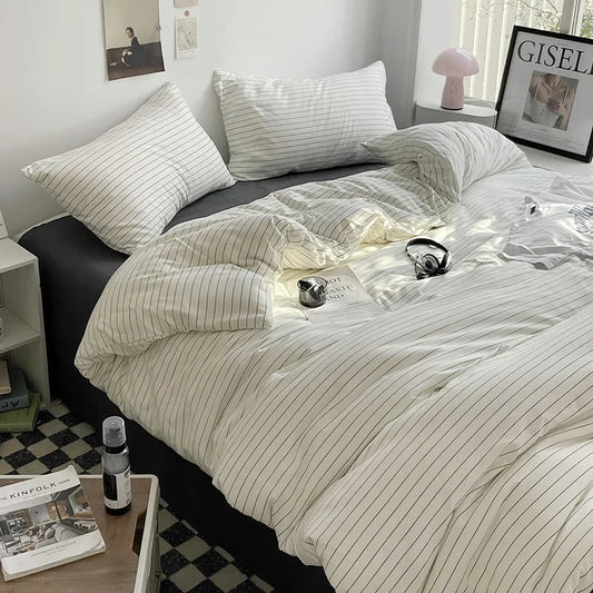 Striped Bed Linen Bedding Set Duvet Cover Quilt Set