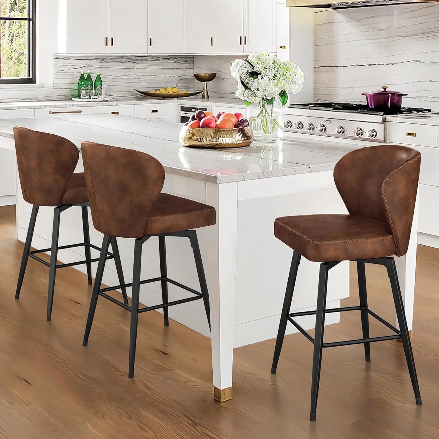 Modern Upholstered Counter Height Bar Stools Set of 3 ZUIYU