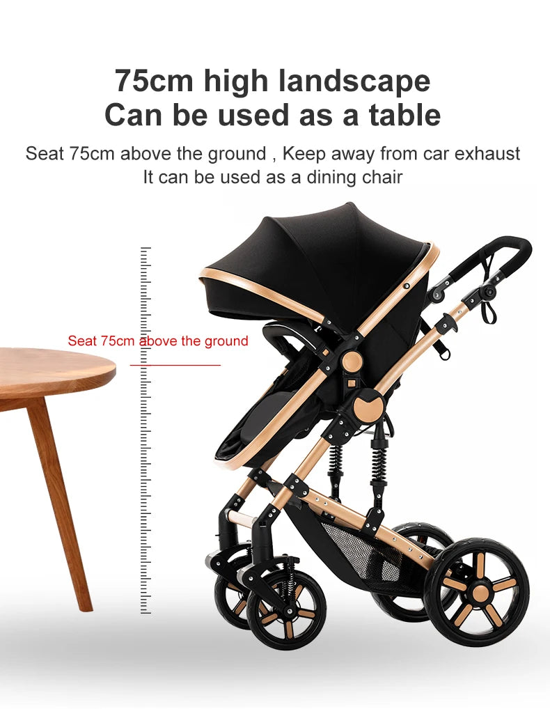 Baby Stroller 2 In One Lightweight Pram With Four Wheels