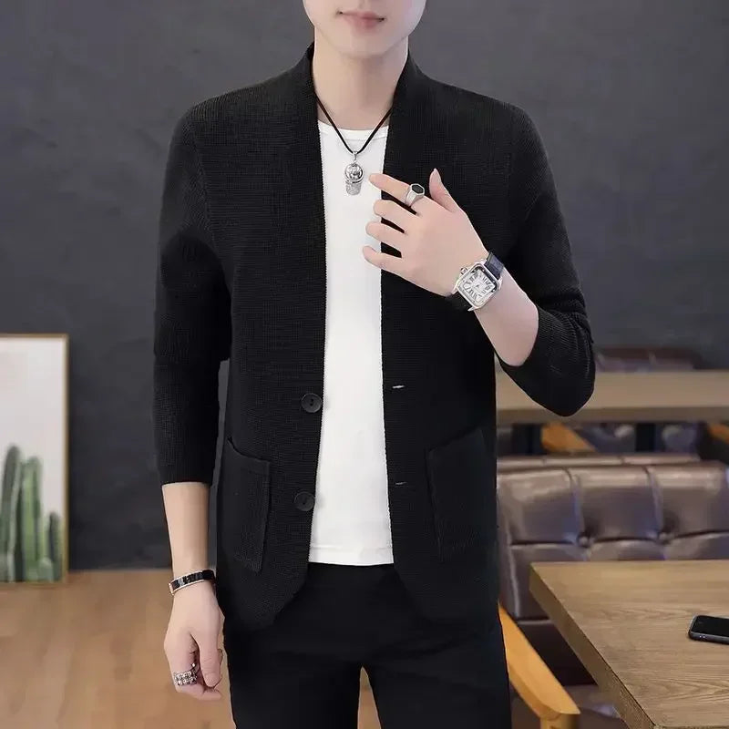 Shangkaka Knit Cardigan For Men Slim Fit Casual Sweater