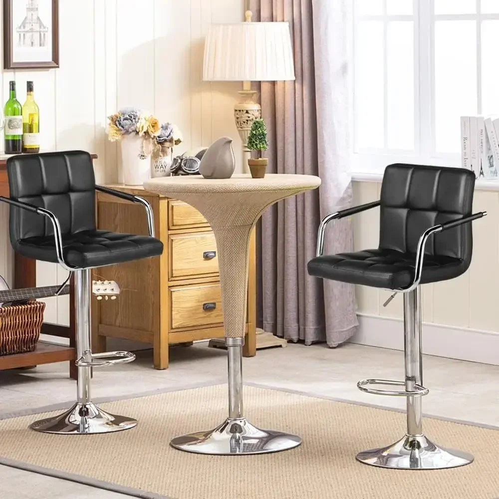 Adjustable Black Bar Stools with Armrest for Kitchen XMSJ