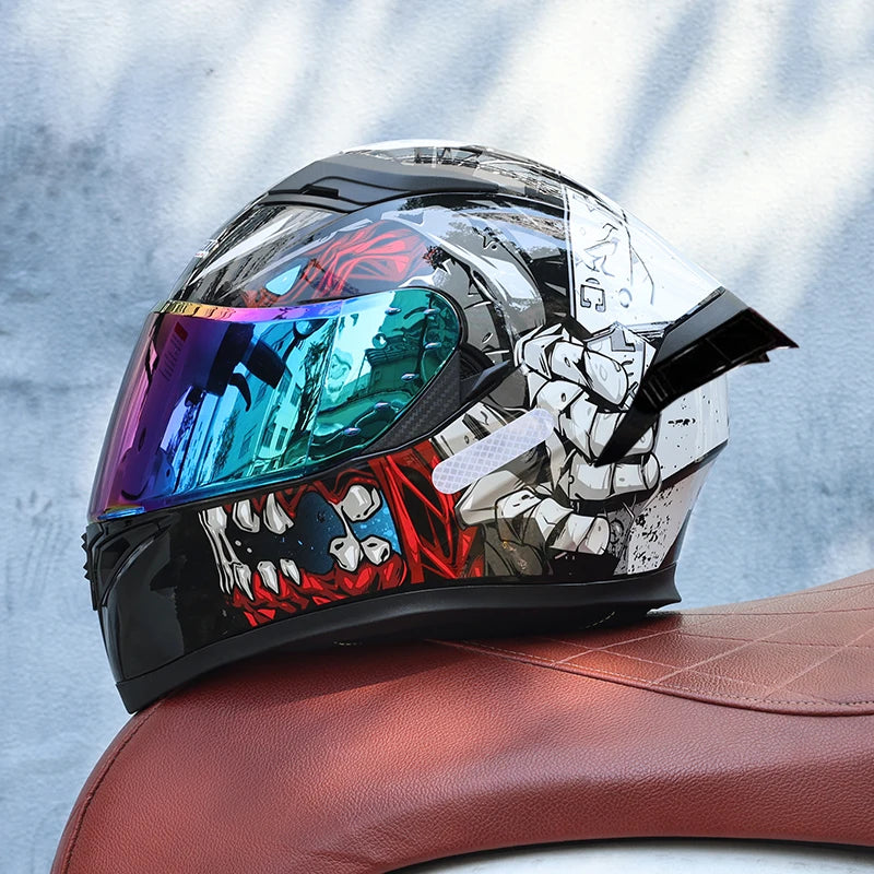 JIEKAI Full Face Motorcycle Helmet Unisex Dual Lens DOT