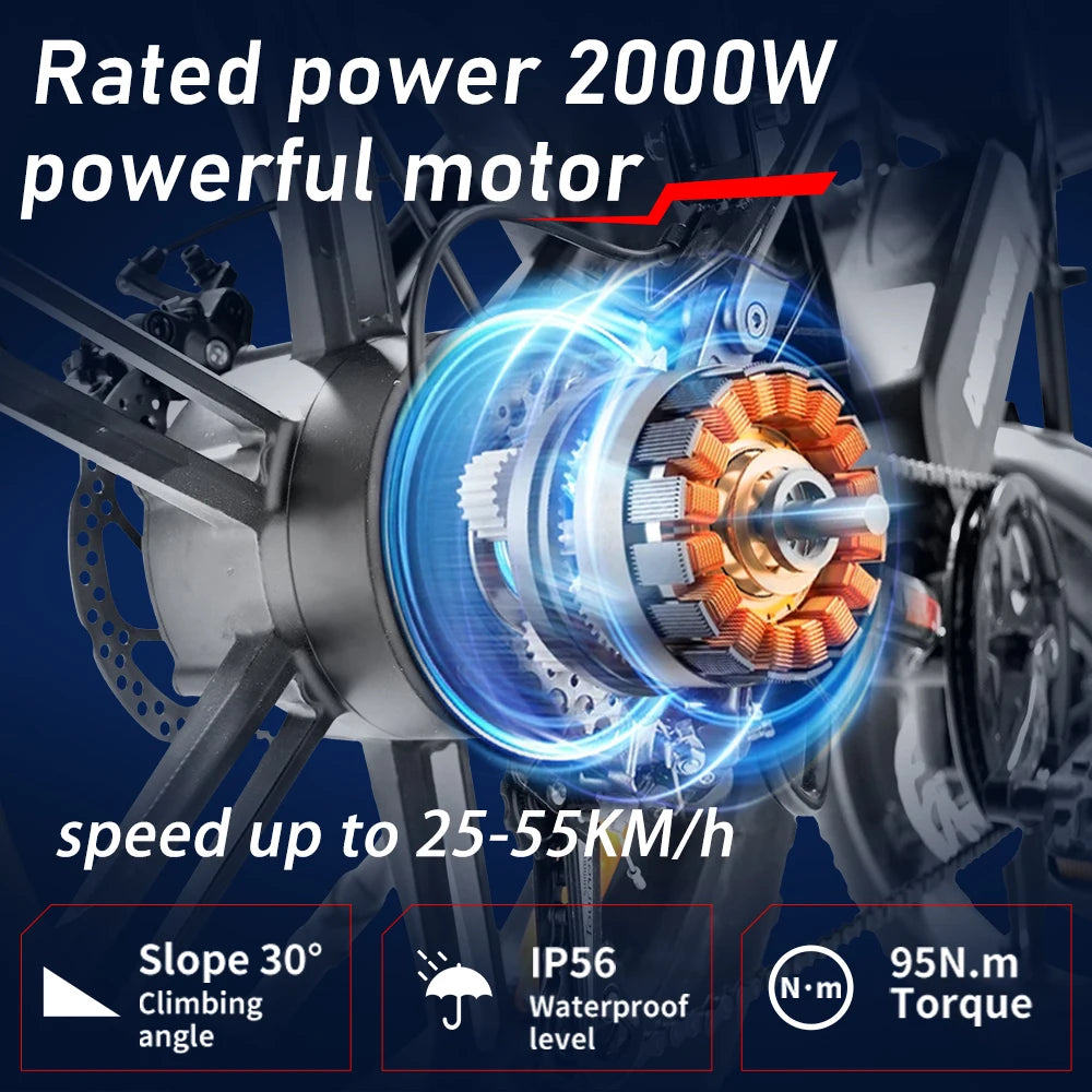 DEEPOWER QS7 1000W 48V Fat Tire Electric Bike For Adults