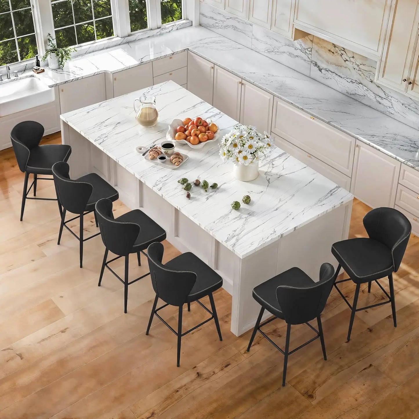 Modern Upholstered Counter Height Bar Stools Set of 3 ZUIYU