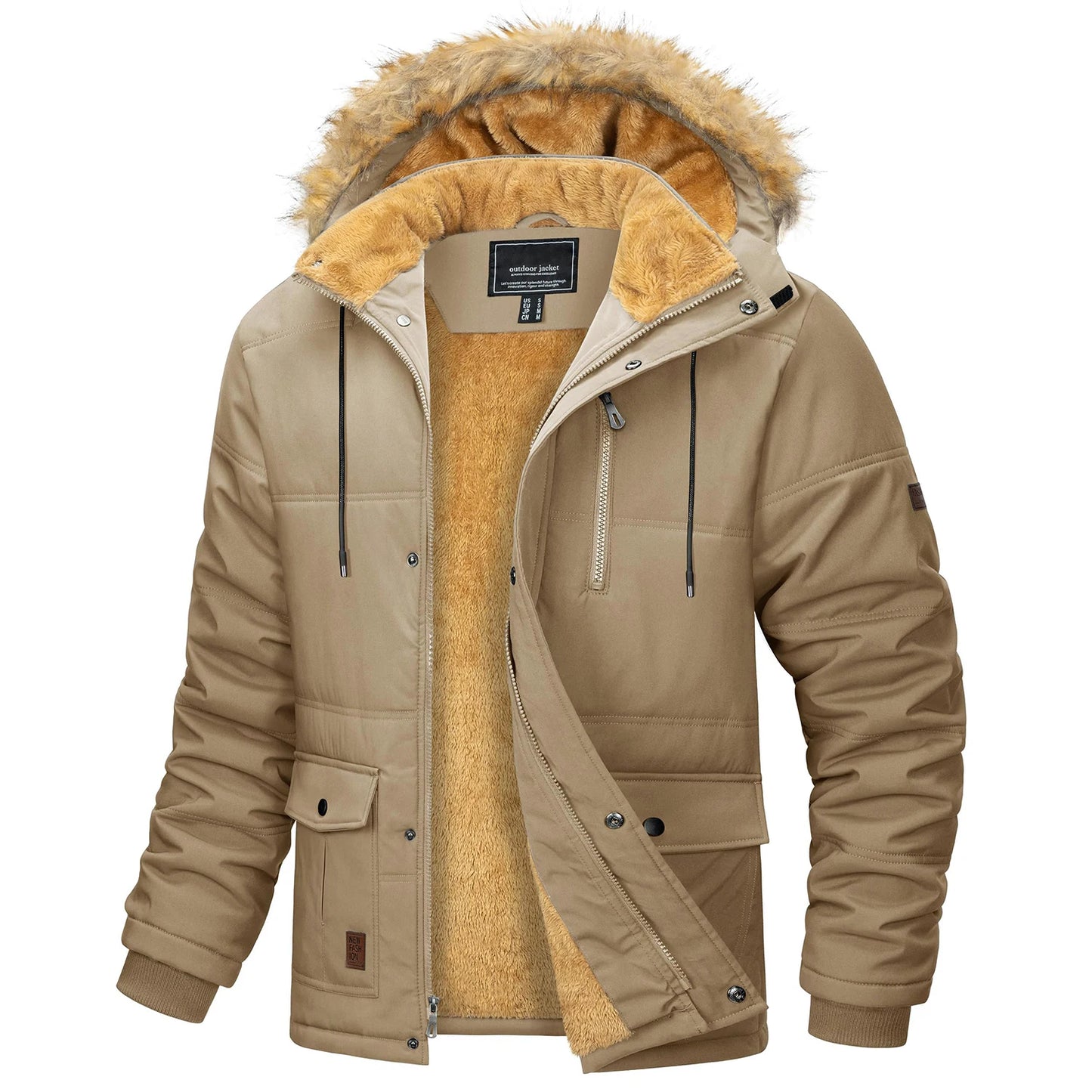 MAGCOMSEN Winter Fleece Lined Parka Jacket With Hood