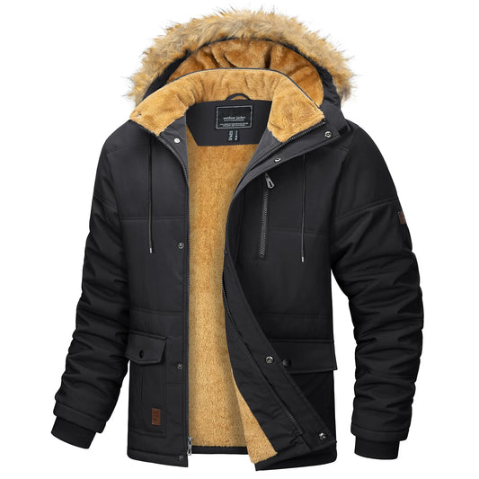 MAGCOMSEN Winter Fleece Lined Parka Jacket With Hood