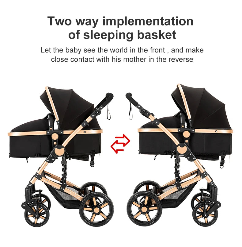 Baby Stroller 2 In One Lightweight Pram With Four Wheels