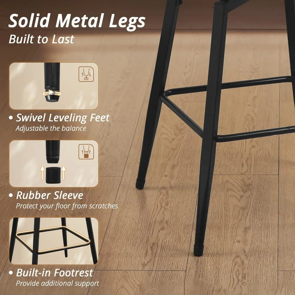 Modern Upholstered Counter Height Bar Stools Set of 3 ZUIYU