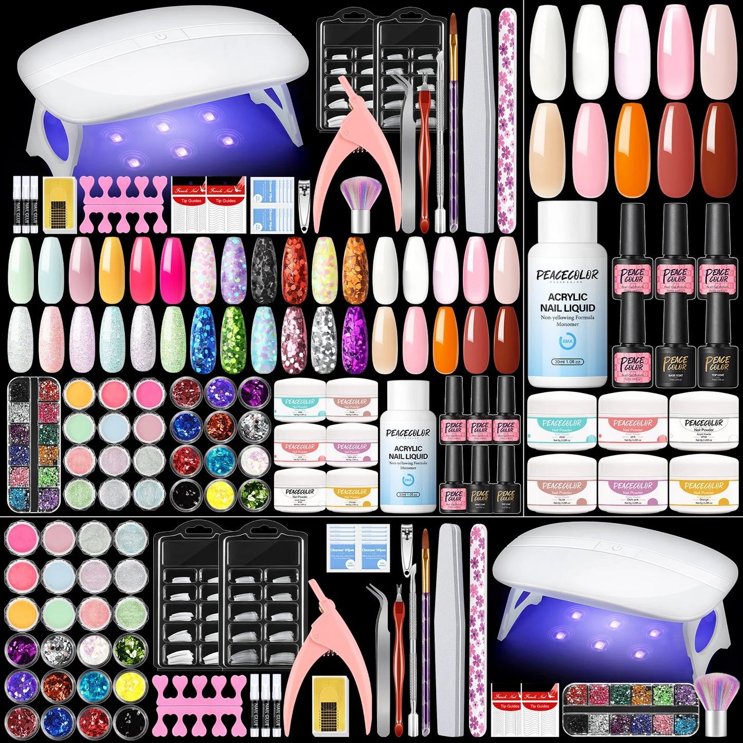 Peacecolor Manicure Kit 6W UV Lamp Acrylic Gel Polish Tools