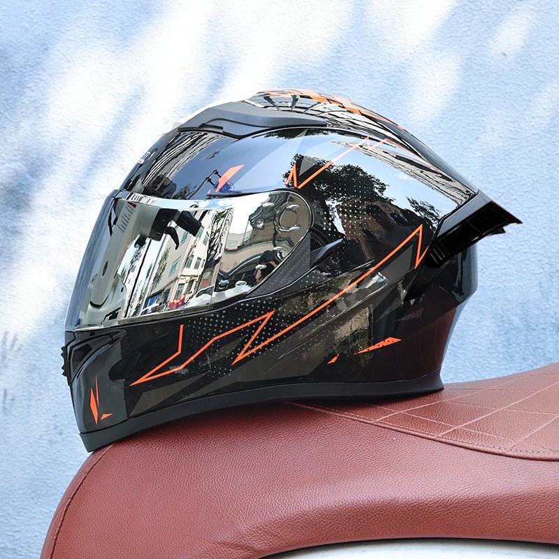JIEKAI Full Face Motorcycle Helmet Unisex Dual Lens DOT
