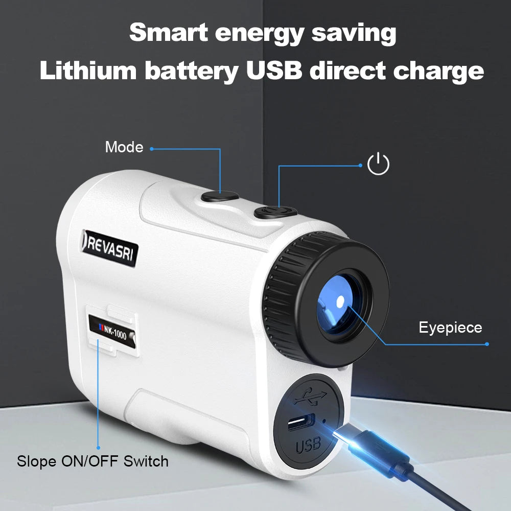 REVASRI Golf Rangefinder Rechargeable Distance Meter with Slope Switch and Flag Lock Vibration for Golfing Promotion and Hunting