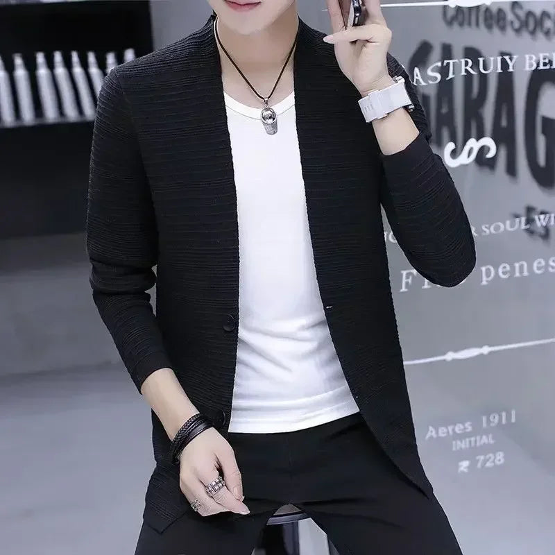 Shangkaka Knit Cardigan For Men Slim Fit Casual Sweater