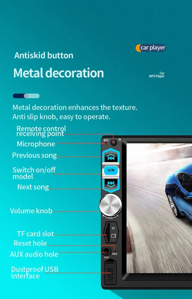 7 Inch HD Touch Screen Car Stereo Bluetooth Multimedia Player