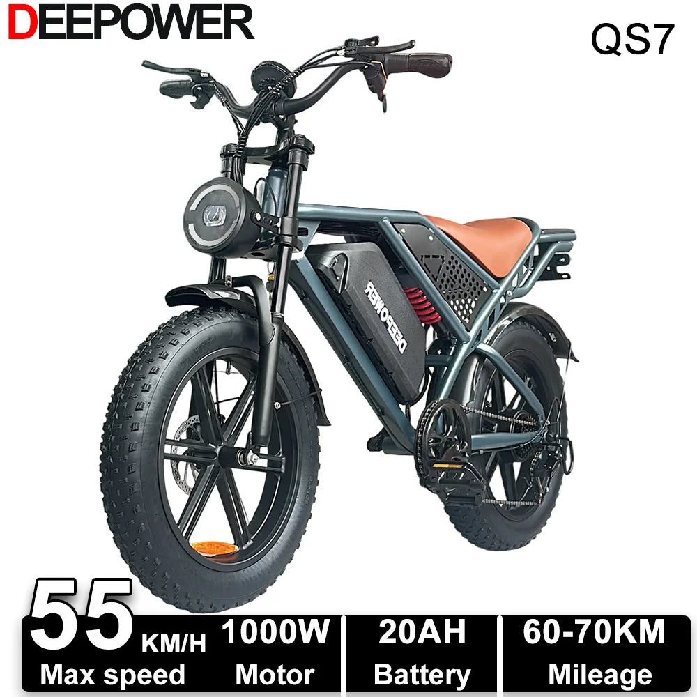 DEEPOWER QS7 1000W 48V Fat Tire Electric Bike For Adults