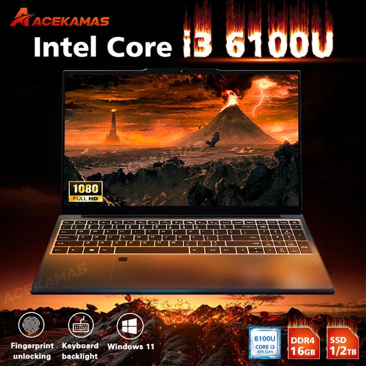 ACEKAMAS Core I3 6100U Laptop 16GB DDR4 1TB SSD Notebook