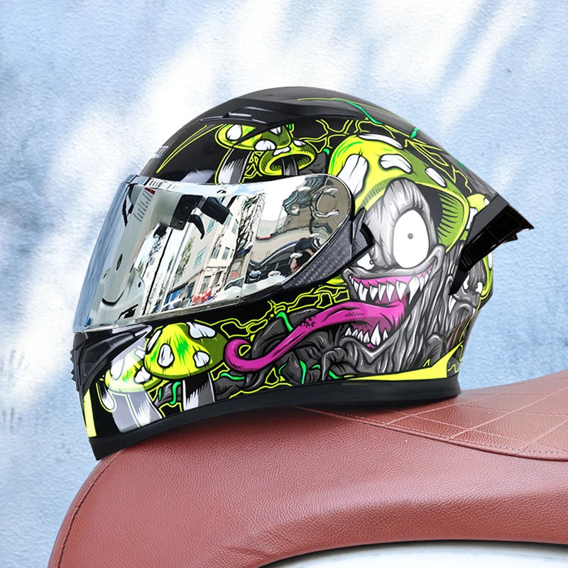 JIEKAI Full Face Motorcycle Helmet Unisex Dual Lens DOT