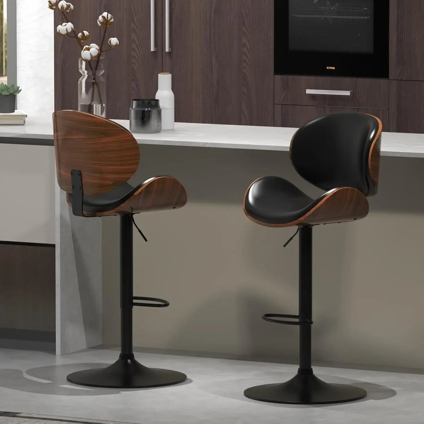 Adjustable Bar Stools Set of 2 Modern Swivel Chairs XMSJ for Kitchen