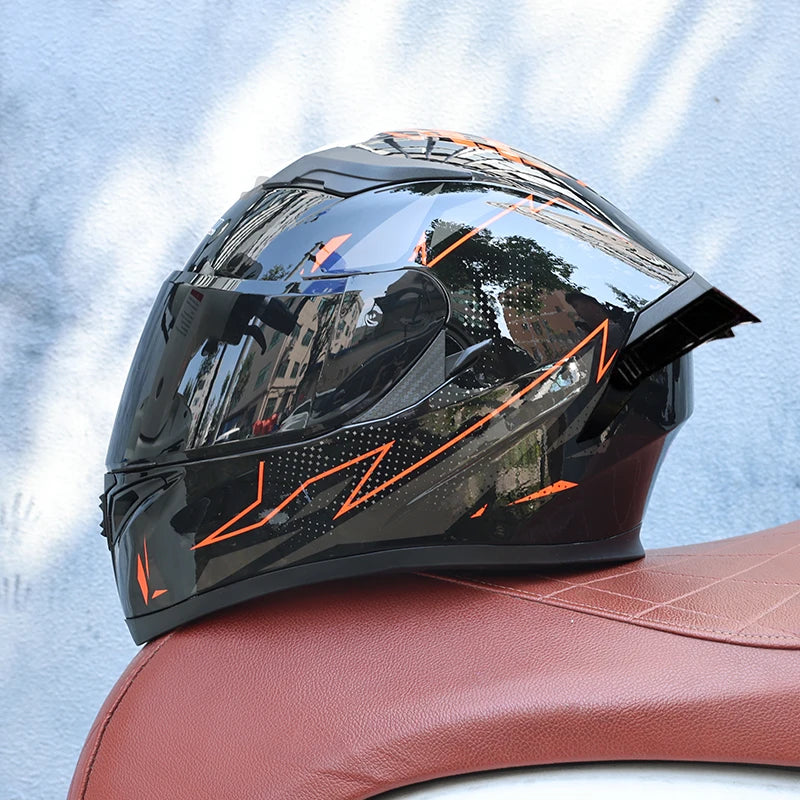 JIEKAI Full Face Motorcycle Helmet Unisex Dual Lens DOT
